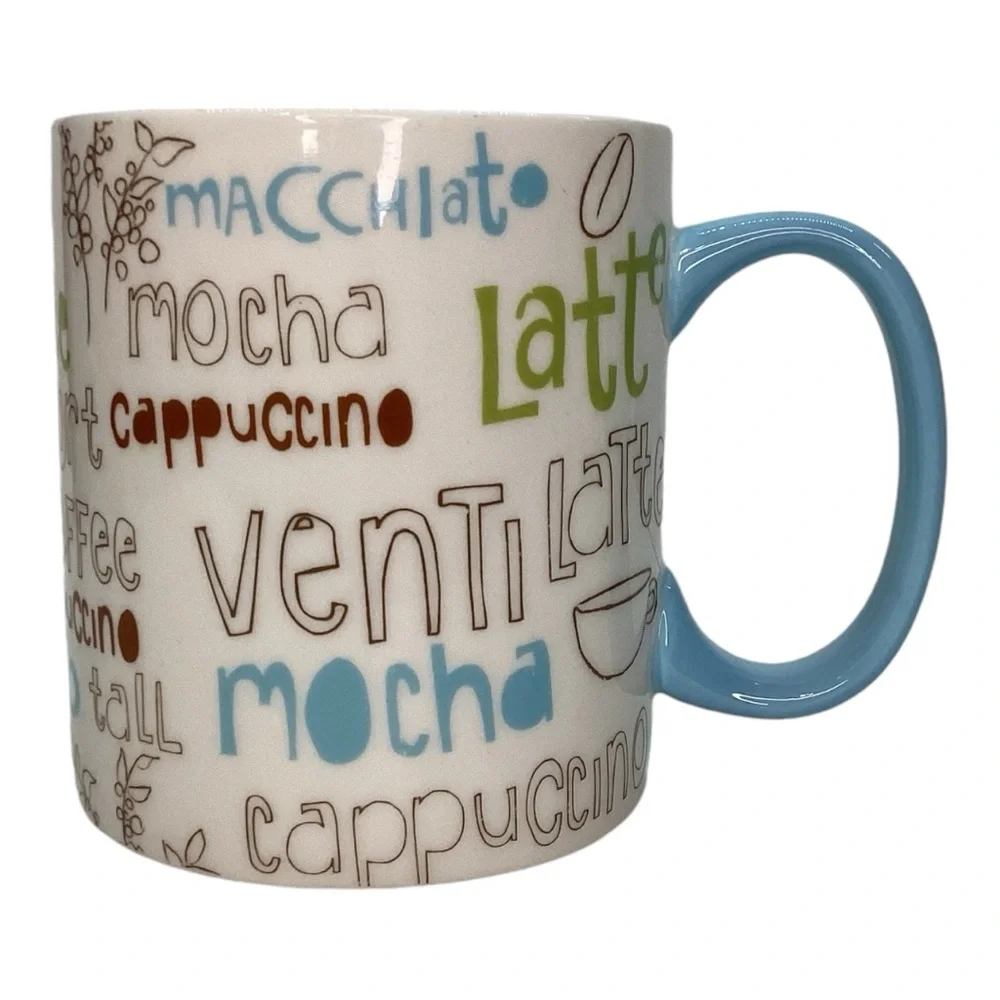 Starbucks 2007‎ - 16 oz Blue & White Large Graphic Coffee Mug Tea Cup